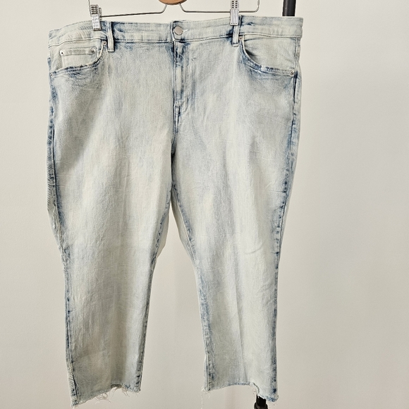 Lauren Ralph Lauren Jeans 22W Washed Denim Raw Hem Stretch Denim Crop Length - Picture 1 of 10